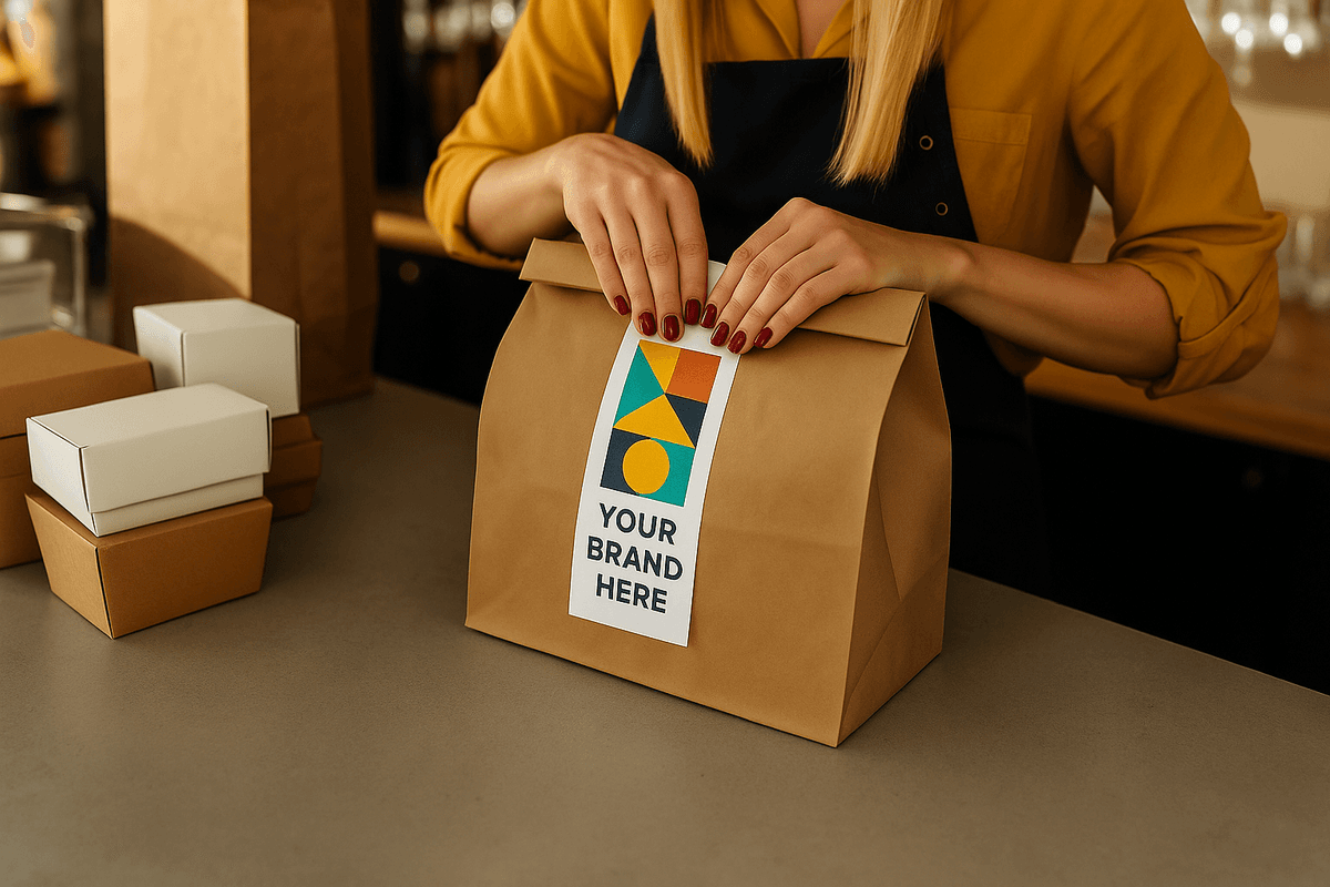 OnBox branded safety seal on takeout bag